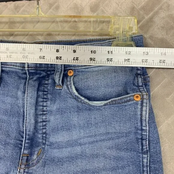 Madewell Womans 24 Denim Jean Shorts Blue Stovepipe Cuffed Fray Light Wash - Picture 5 of 14